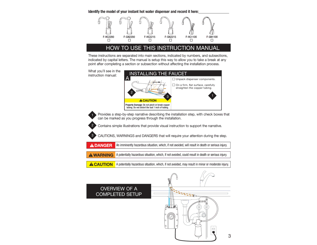 InSinkErator 2200 owner manual Unpack dispenser components, Straighten the copper tubing 