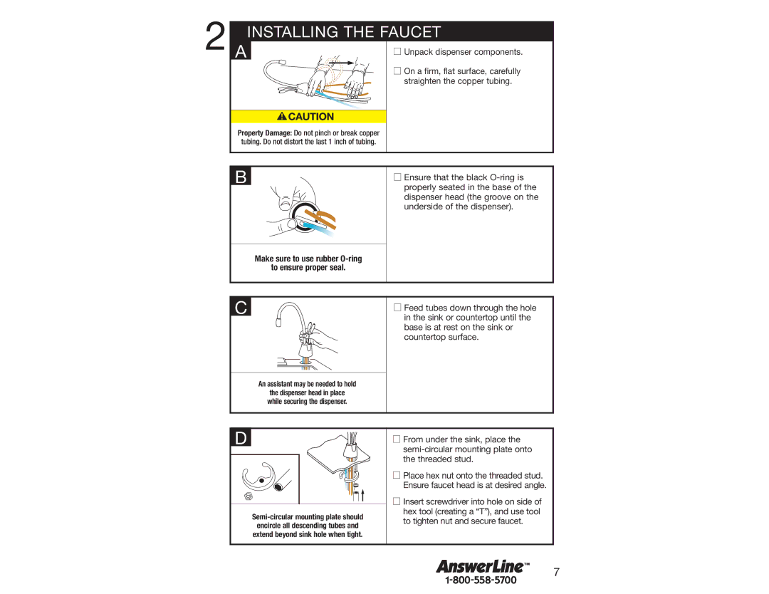 InSinkErator 2200 owner manual Installing the Faucet, Make sure to use rubber O-ring To ensure proper seal 