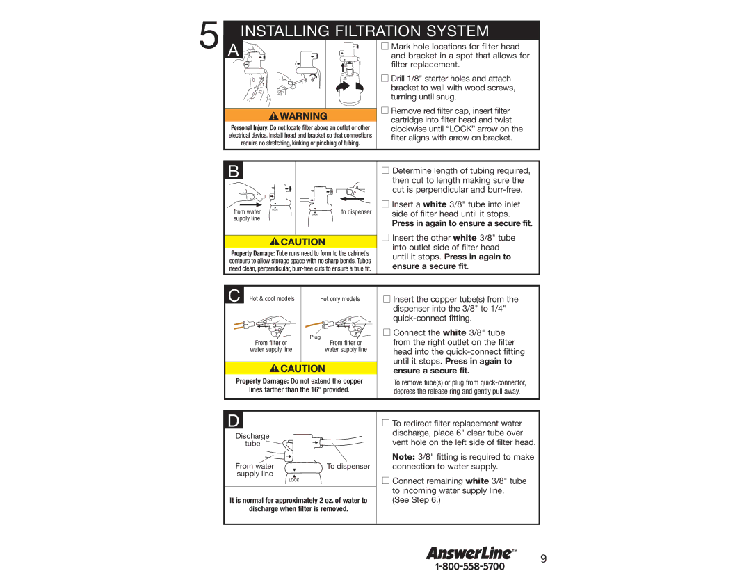 InSinkErator 2200 Installing Filtration System, Press in again to ensure a secure fit, Until it stops. Press in again to 