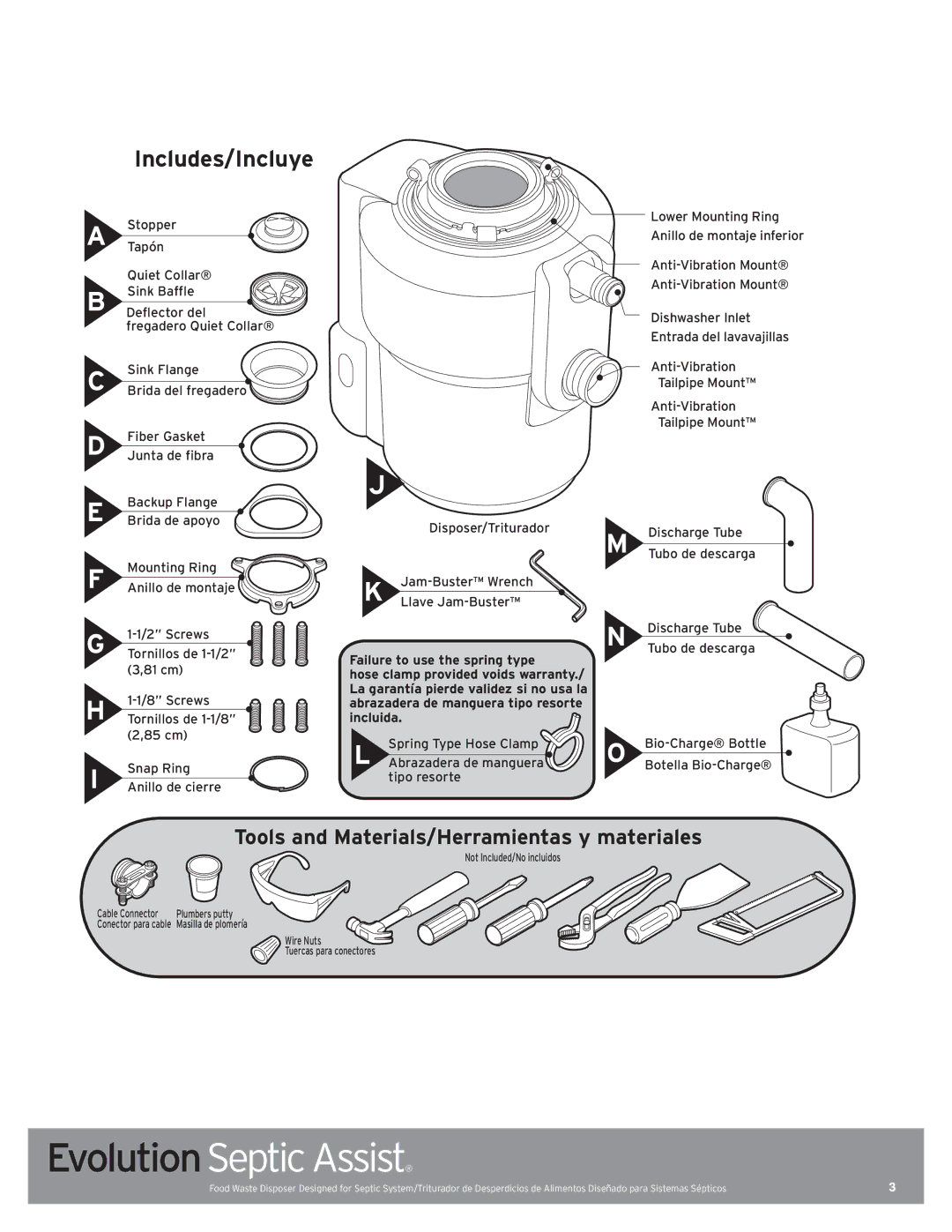 InSinkErator 76137 manual Includes/Incluye 