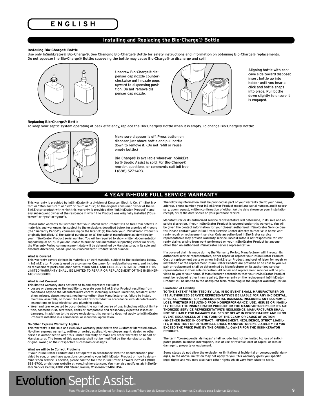 InSinkErator 76137 manual NGL is H, Year IN-HOME Full Service Warranty 