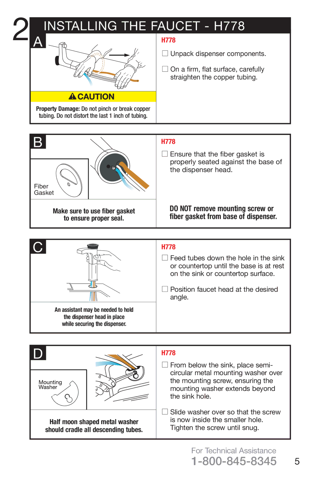 InSinkErator C1300 owner manual Installing the Faucet H778 