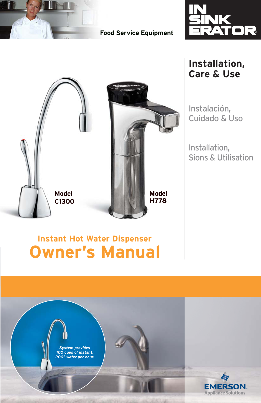 InSinkErator H778 owner manual Installation, Care & Use, Instant Hot Water Dispenser, Instalación, Cuidado & Uso, Model 
