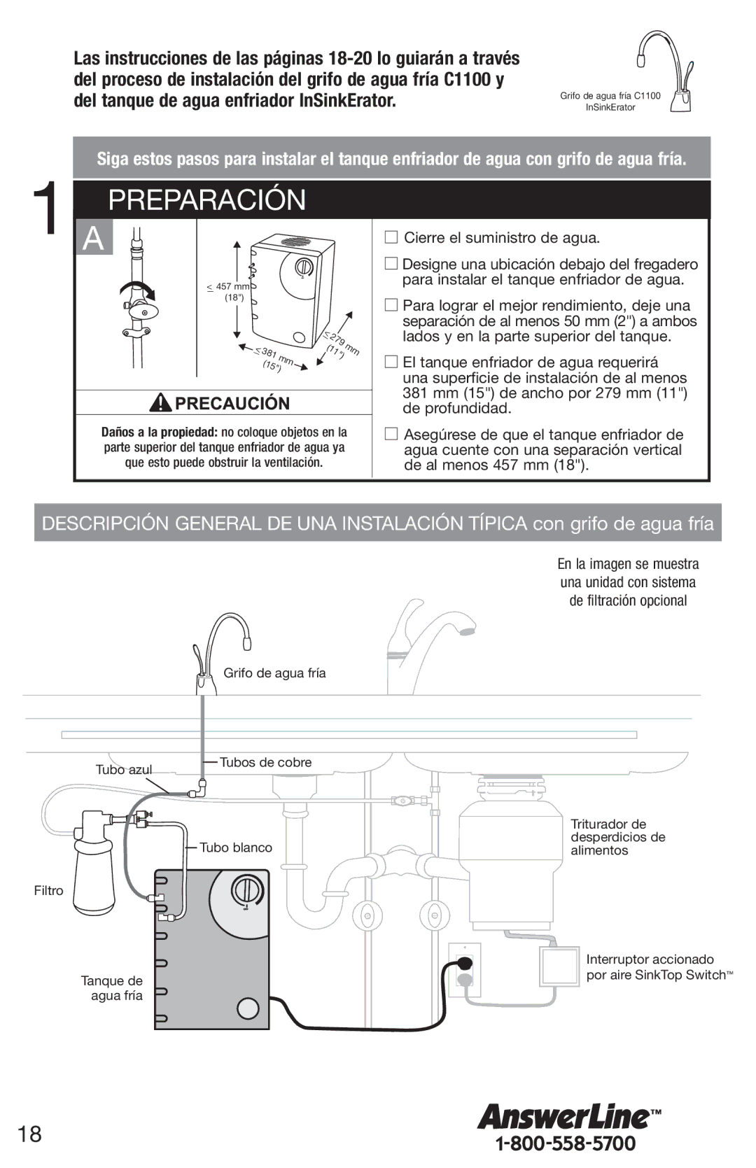 InSinkErator CWT-00, F-C1100 owner manual Preparación, 279 