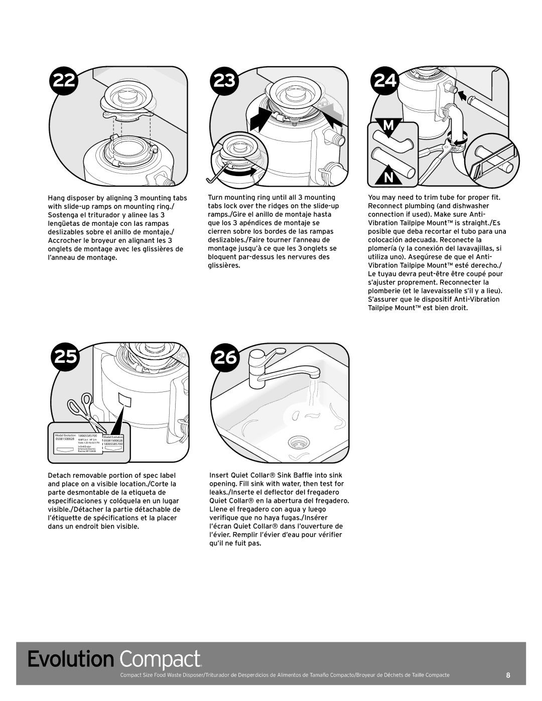 InSinkErator Evolution Compact manual 18005585700 