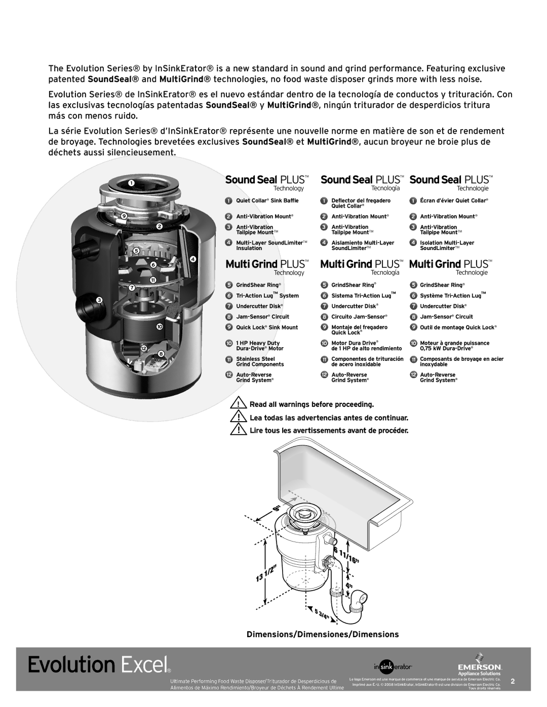 InSinkErator Evolution Excel manual SoundSeal Plus 