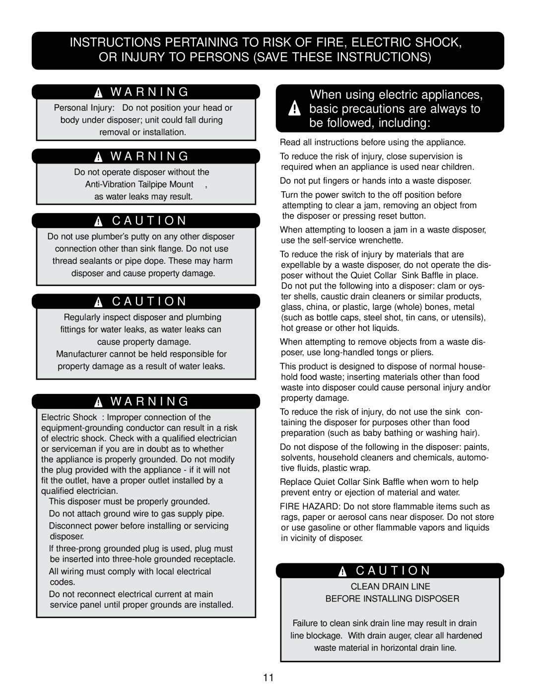 InSinkErator Evolution Excel installation manual R N I N G 