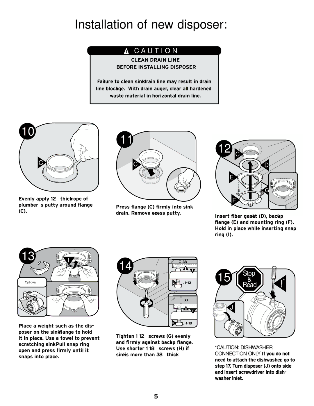 InSinkErator Evolution Excel installation manual Installation of new disposer, U T I O N 