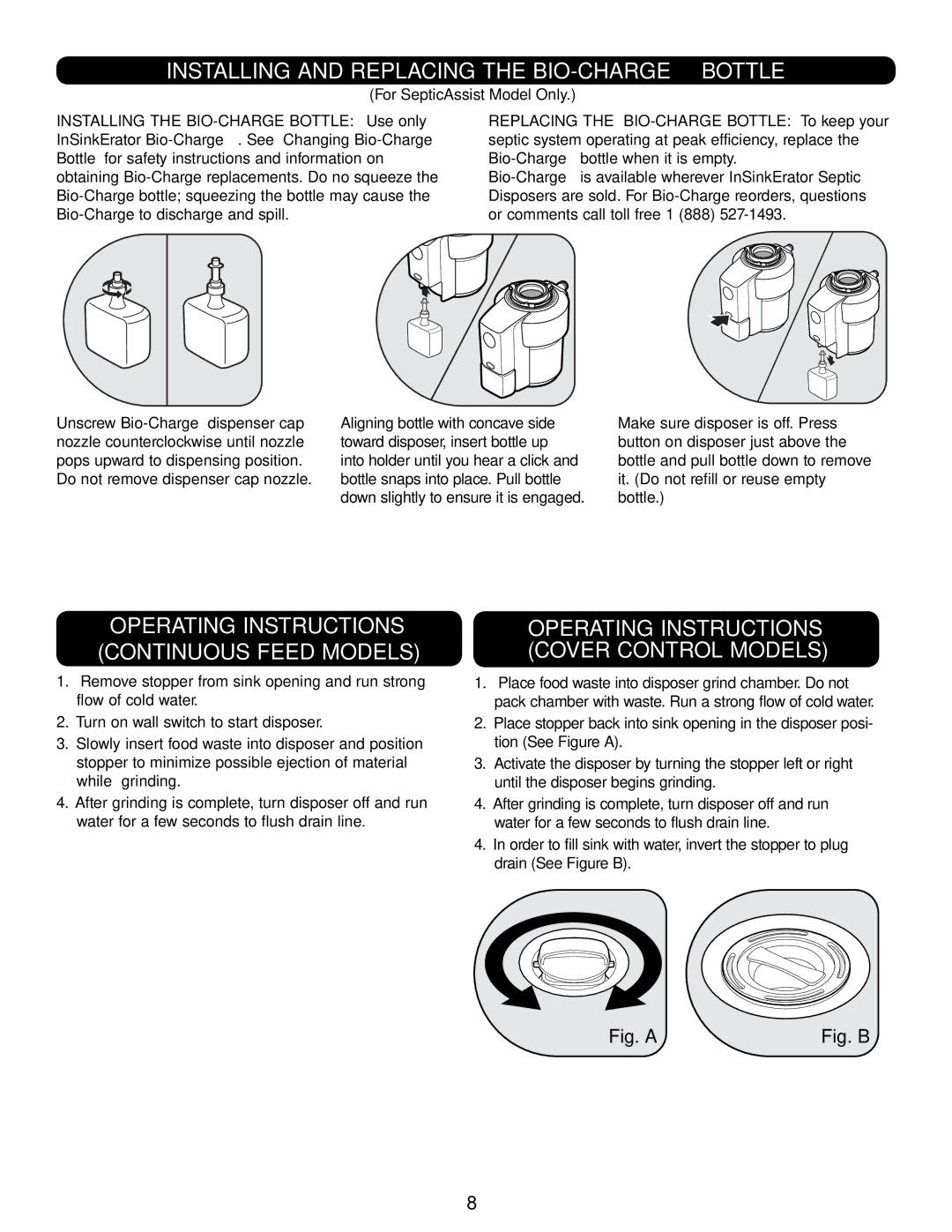 InSinkErator Evolution Excel installation manual Installing and Replacing the BIO-CHARGEBOTTLE 