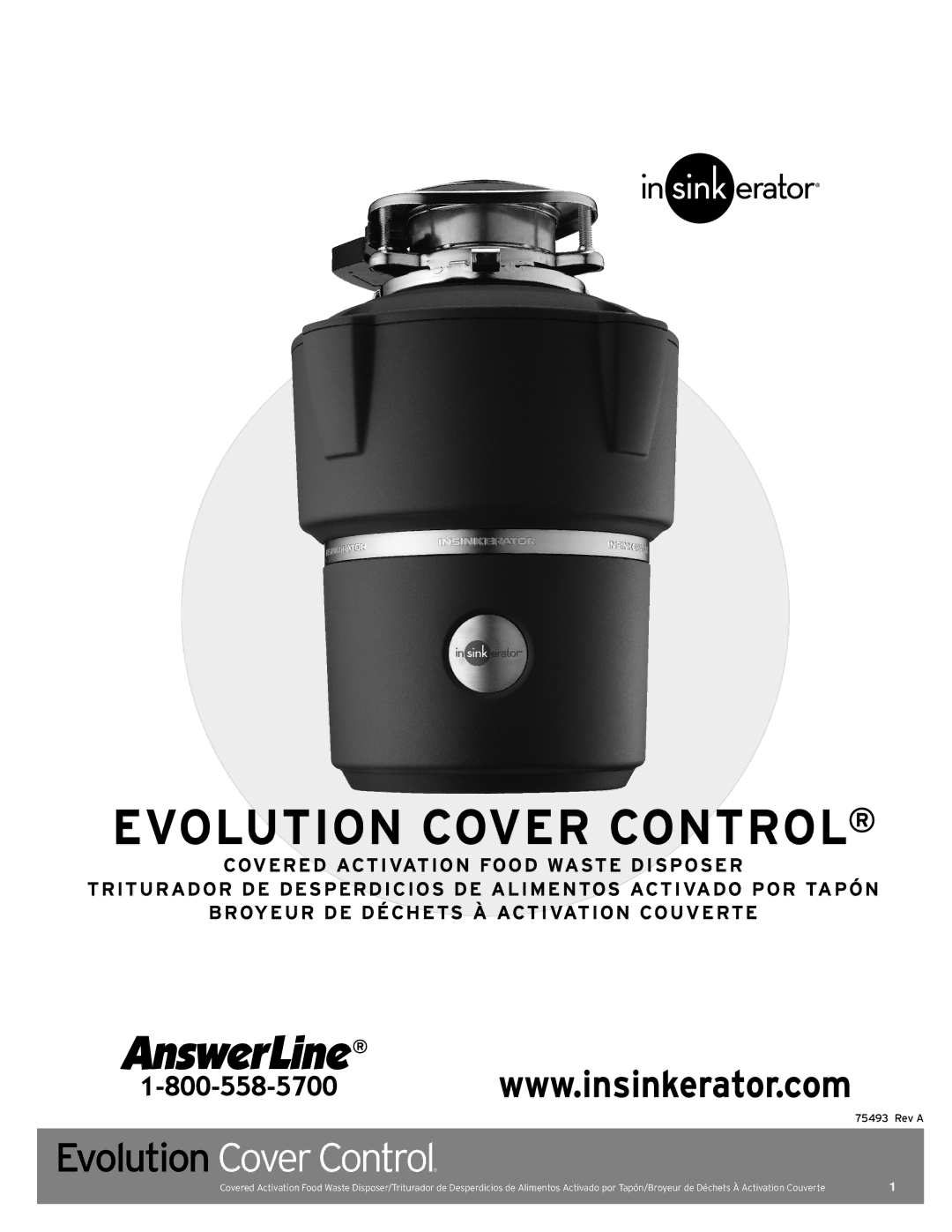 InSinkErator Evolution Series manual Evolution Cover Control 