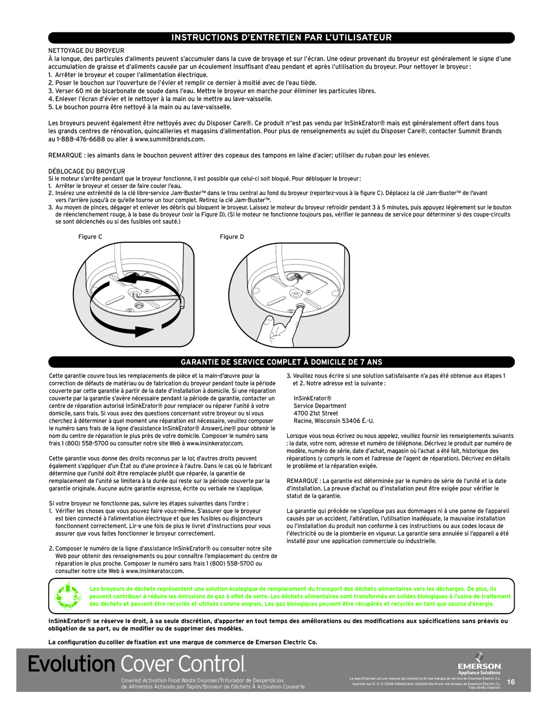 InSinkErator Evolution Series manual Instructions D’ENTRETIEN PAR L’UTILISATEUR, Nettoyage DU Broyeur 