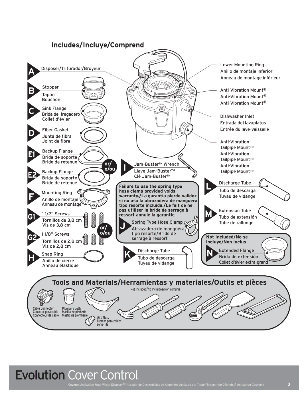 InSinkErator Evolution Series manual Includes/Incluye/Comprend 