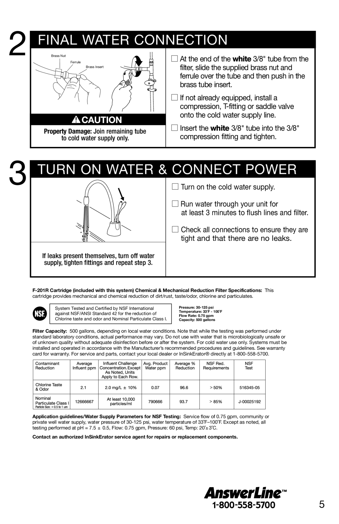 InSinkErator F-201R installation instructions Finalwaterconnection, Connect Power 