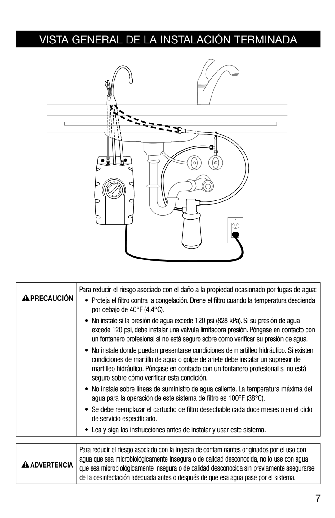 InSinkErator F-201R installation instructions Vista General DE LA Instalación Terminada, Precaución 