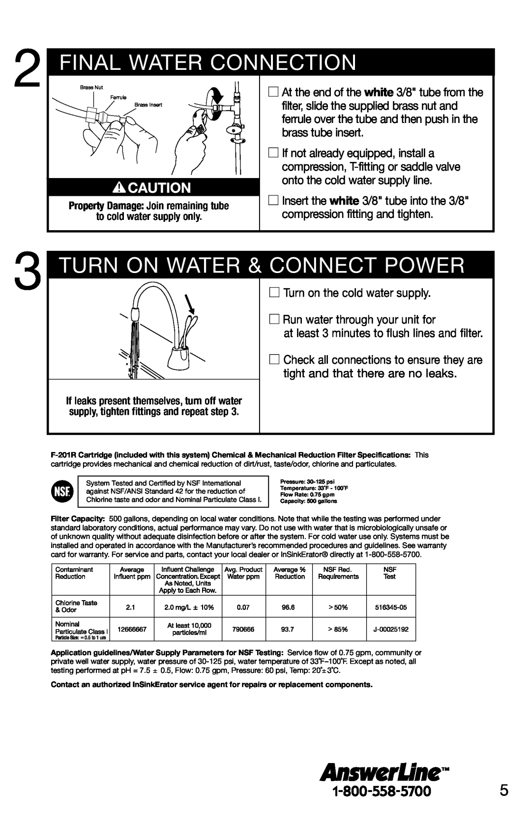 InSinkErator F-201R installation instructions Finalwaterconnection, Connect Power 