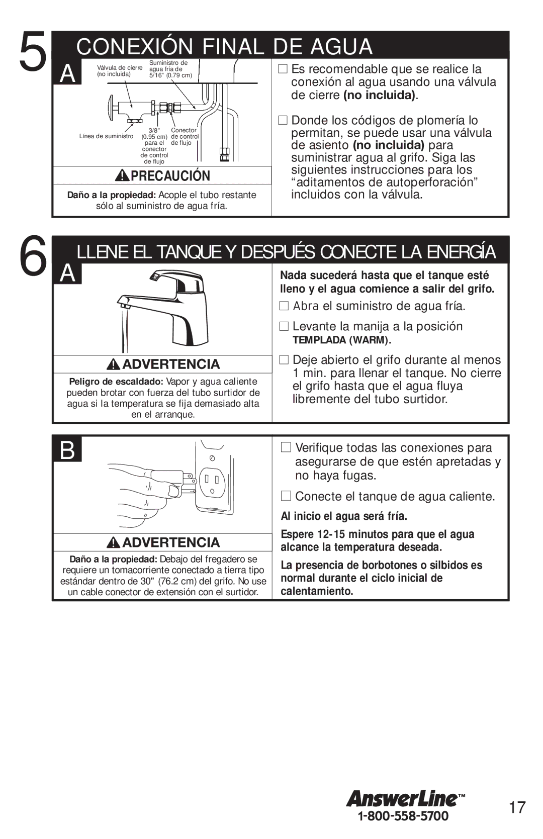 InSinkErator FAUCET owner manual Conexión Final DE Agua 