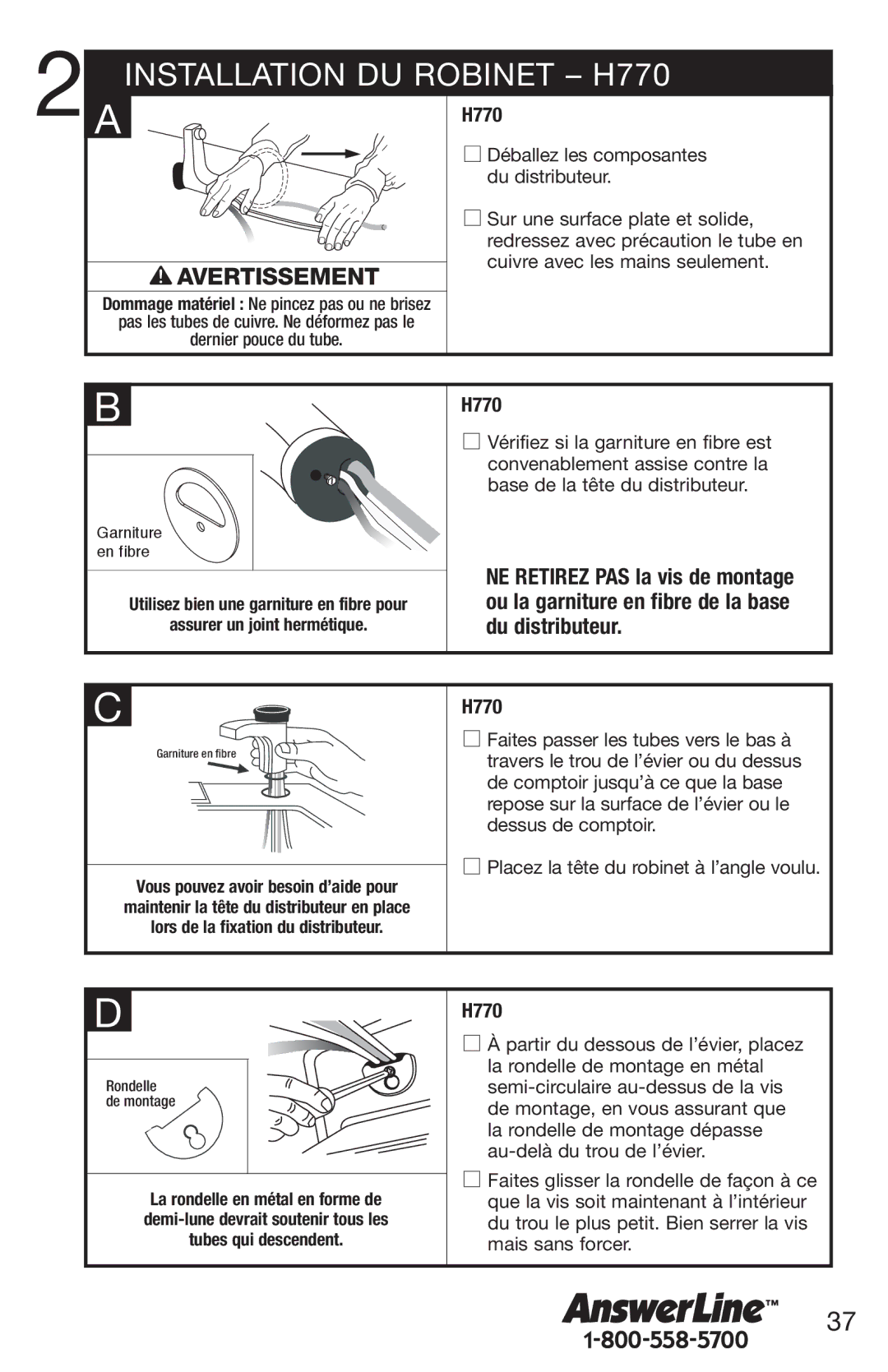 InSinkErator HC3/GN3 owner manual Installation DU Robinet H770 