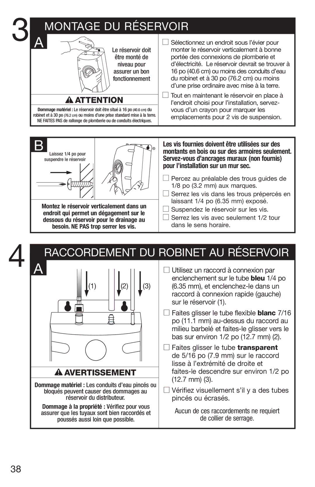 InSinkErator HC3/GN3, H770 owner manual Montage DU Réservoir 