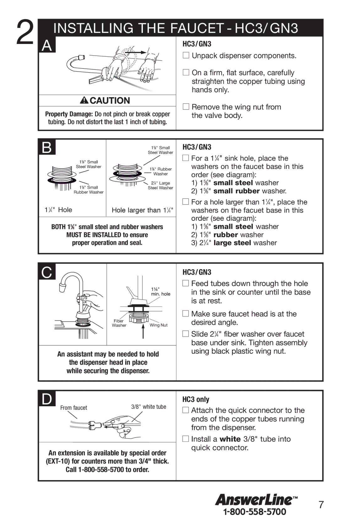 InSinkErator H770, HC3/GN3 owner manual Installing the Faucet HC3/ GN3, HC3 only 