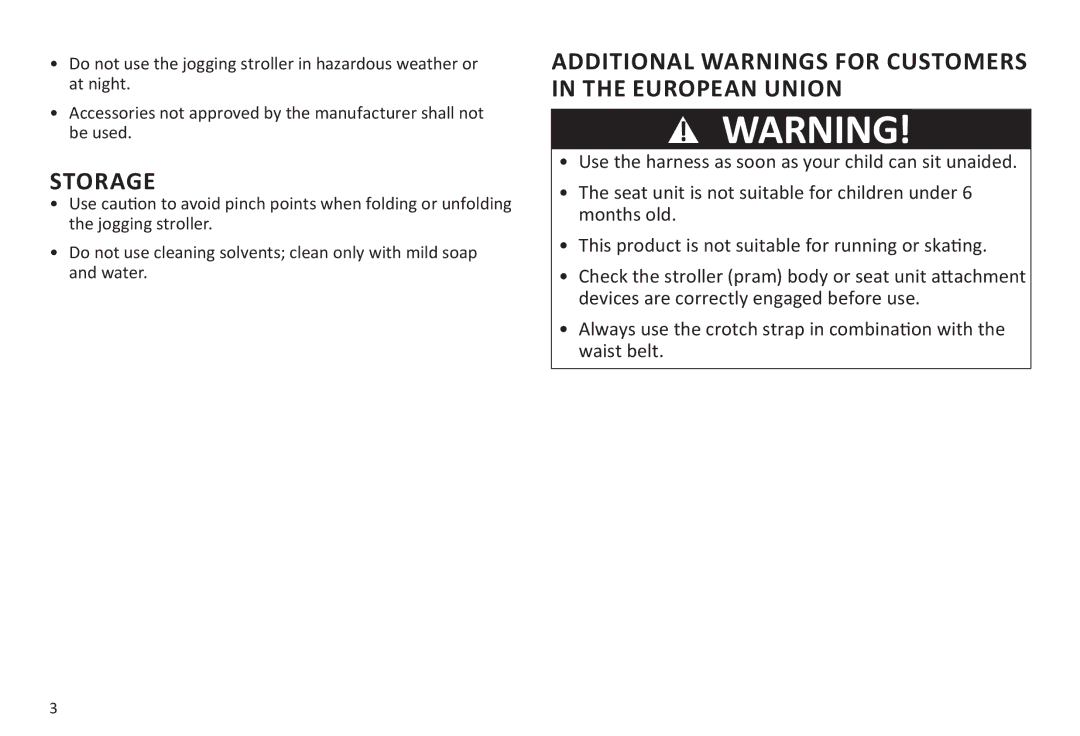 InStep 11-AR209, 11-AR208 manual Storage, Additional Warnings for Customers in the European Union 