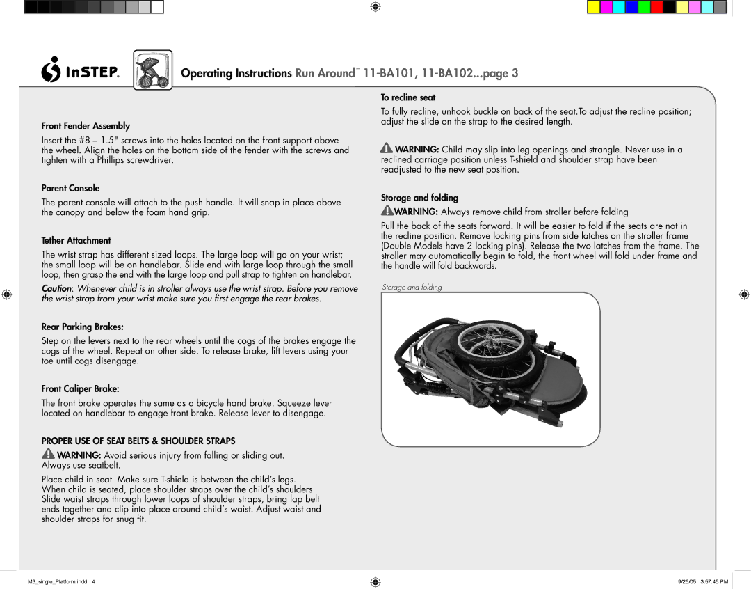 InStep 11-BA102, 11-BA101 manual Proper USE of Seat Belts & Shoulder Straps 