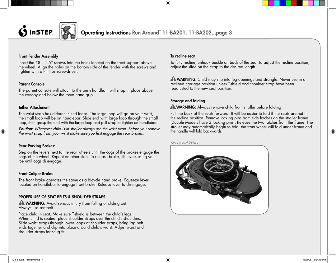 InStep 11-BA202, 11-BA201 manual Proper USE of Seat Belts & Shoulder Straps 