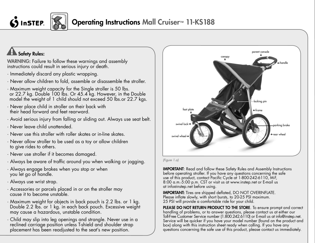 InStep manual Operating Instructions Mall Cruiser 11-KS188 