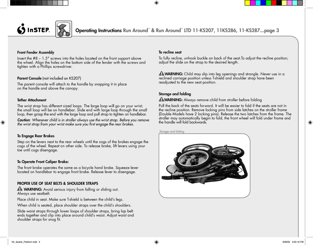 InStep 11-KS286, 11-KS287, 11-KS207 manual Proper USE of Seat Belts & Shoulder Straps 