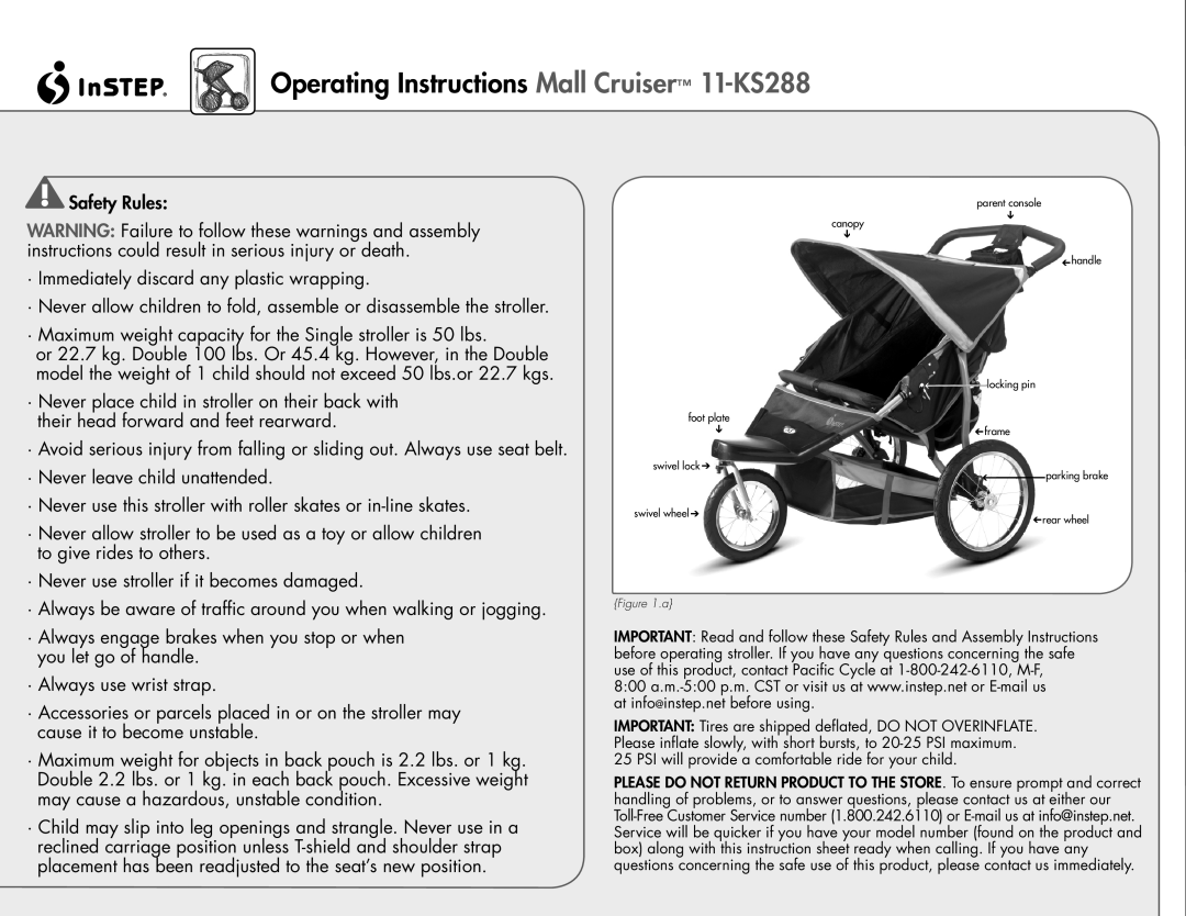 InStep manual Operating Instructions Mall Cruiser 11-KS288 