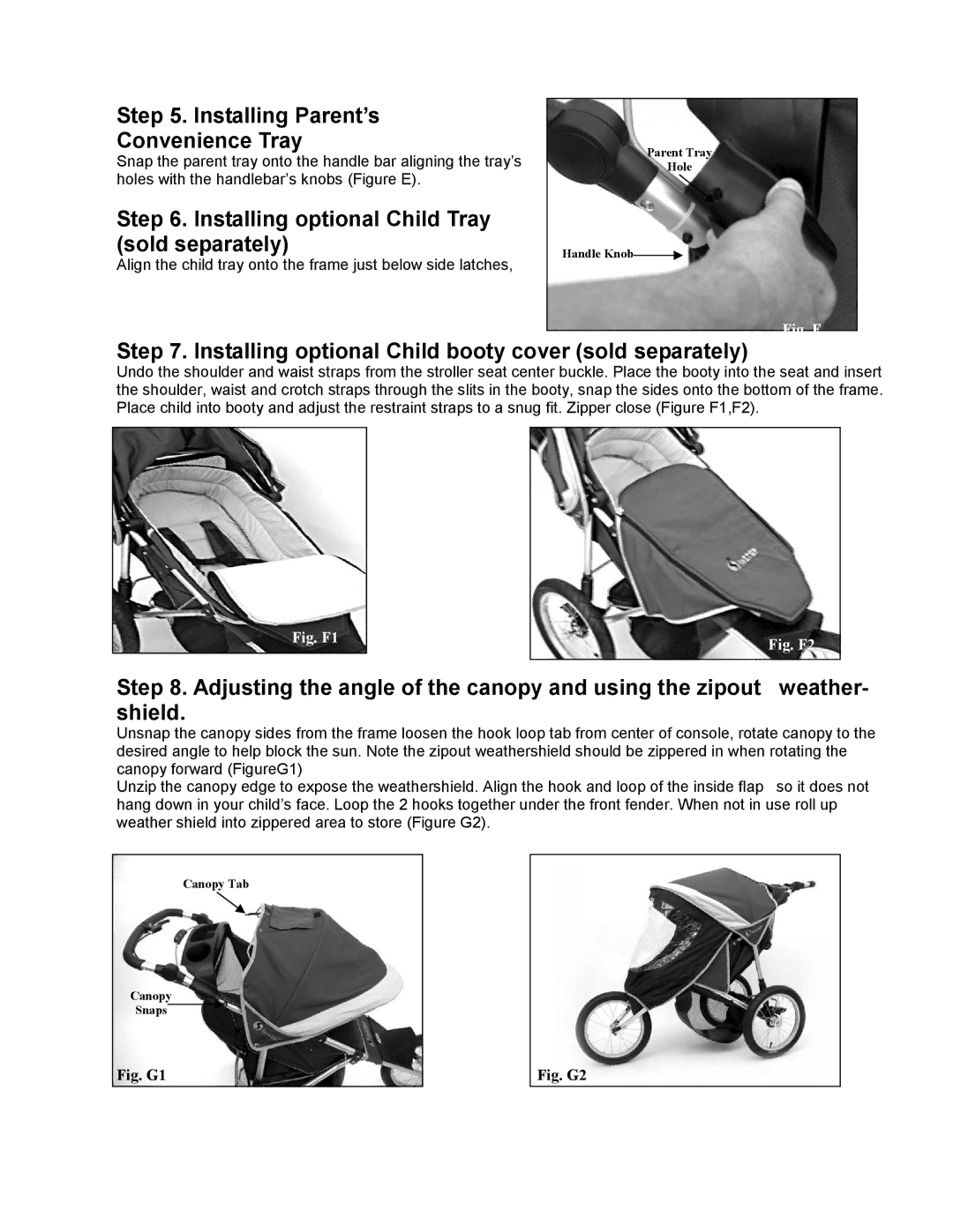 InStep M3 manual Installing Parent’s Convenience Tray, Installing optional Child Tray sold separately 