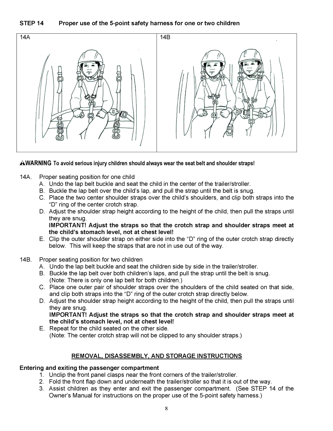 InStep QE100A manual REMOVAL, DISASSEMBLY, and Storage Instructions, Entering and exiting the passenger compartment 