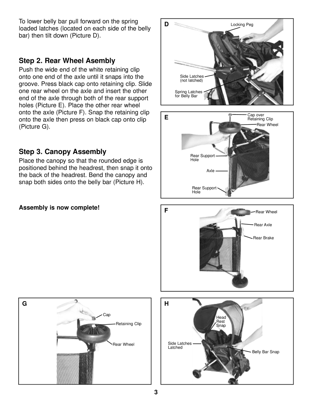 InStep SB150 manual Rear Wheel Asembly, Canopy Assembly 