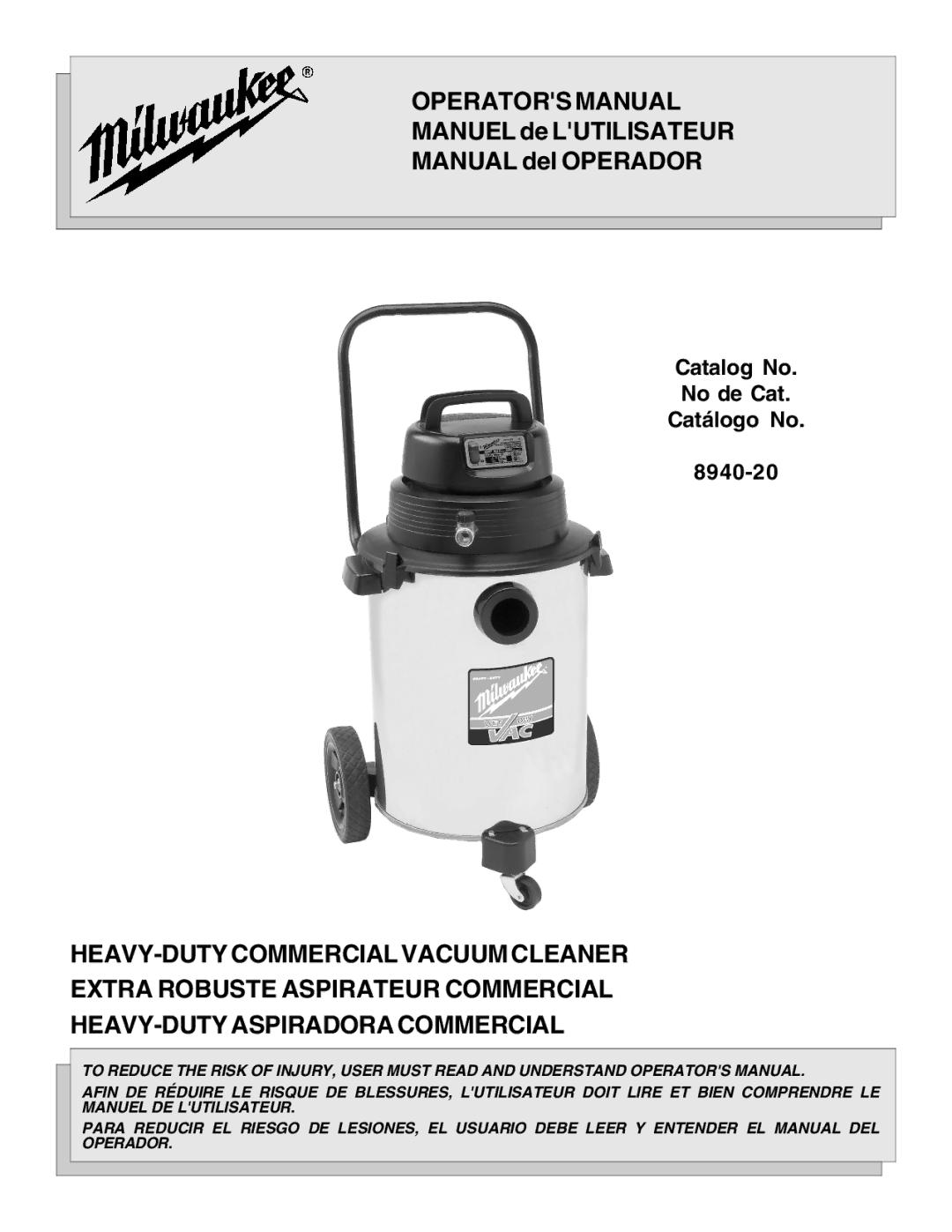 Intec 8940-20 manual Operators Manual 