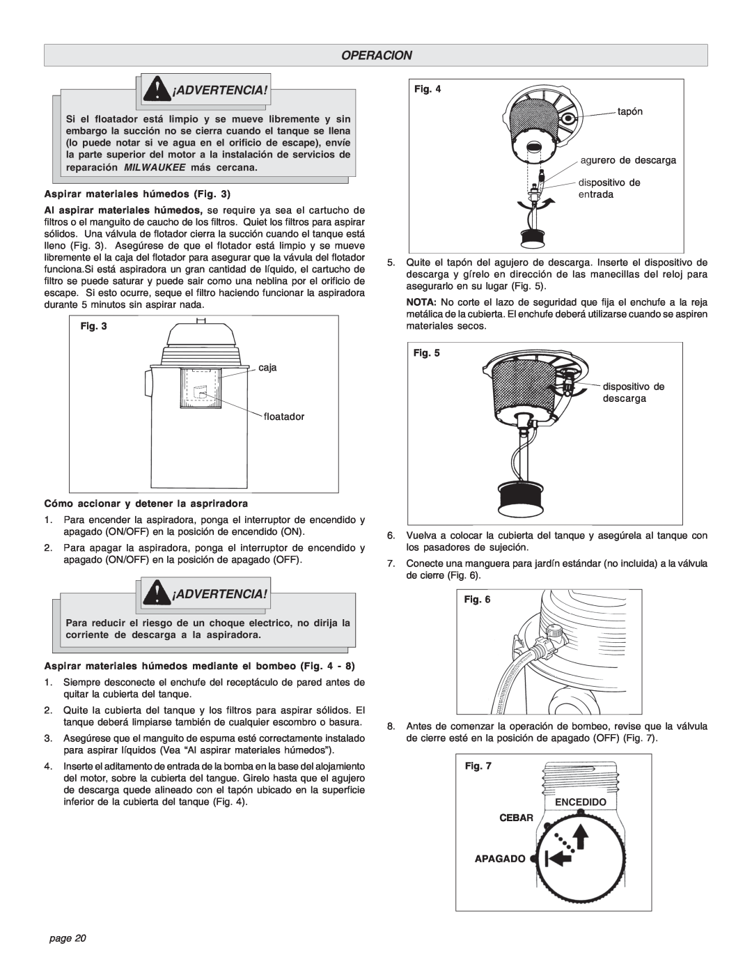 Intec 8940-20 manual Operacion, ¡Advertencia, page 
