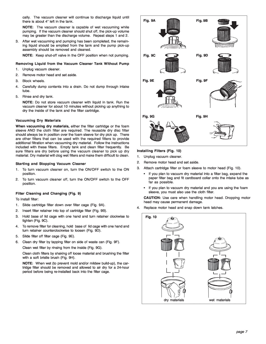 Intec 8940-20 manual Vacuuming Dry Materials, page 