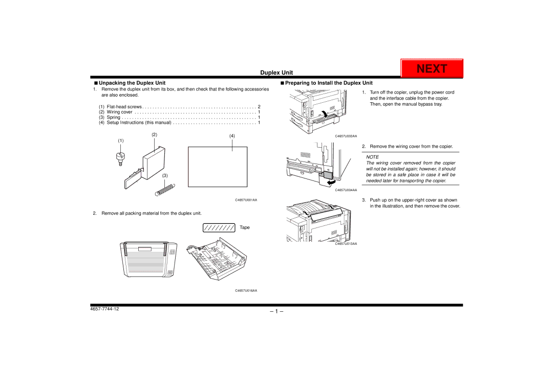 Intec CF2001, CF1501 manual Unpacking the Duplex Unit, Preparing to Install the Duplex Unit 