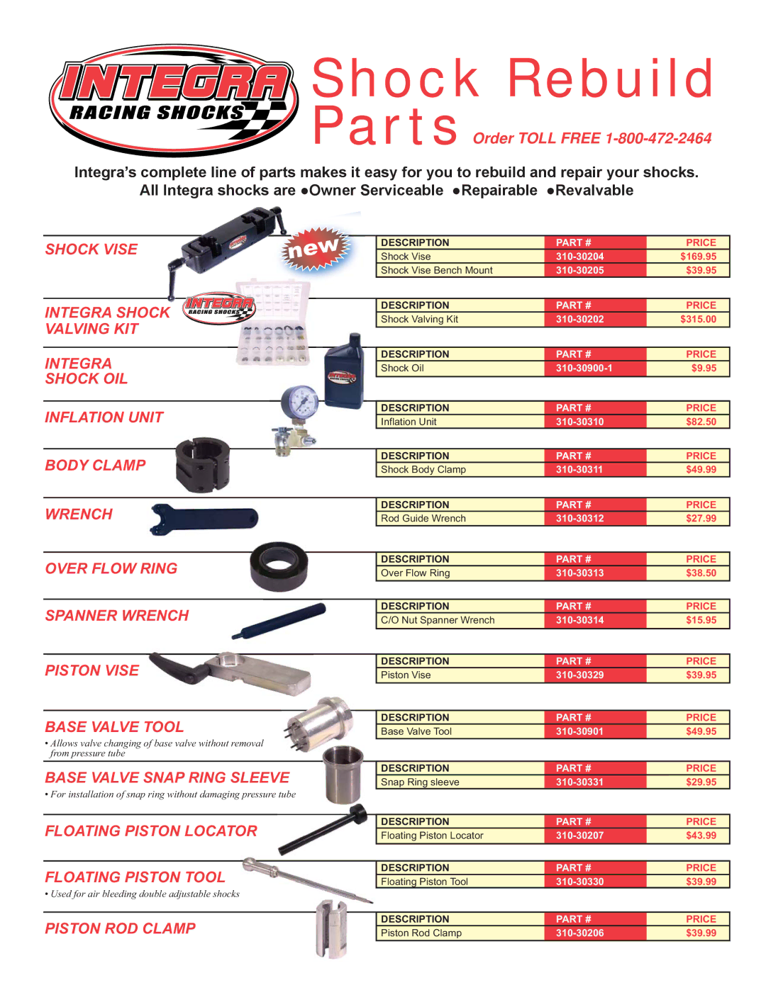 Integra 310-401XX, 310-402XX manual Shock Rebuild 