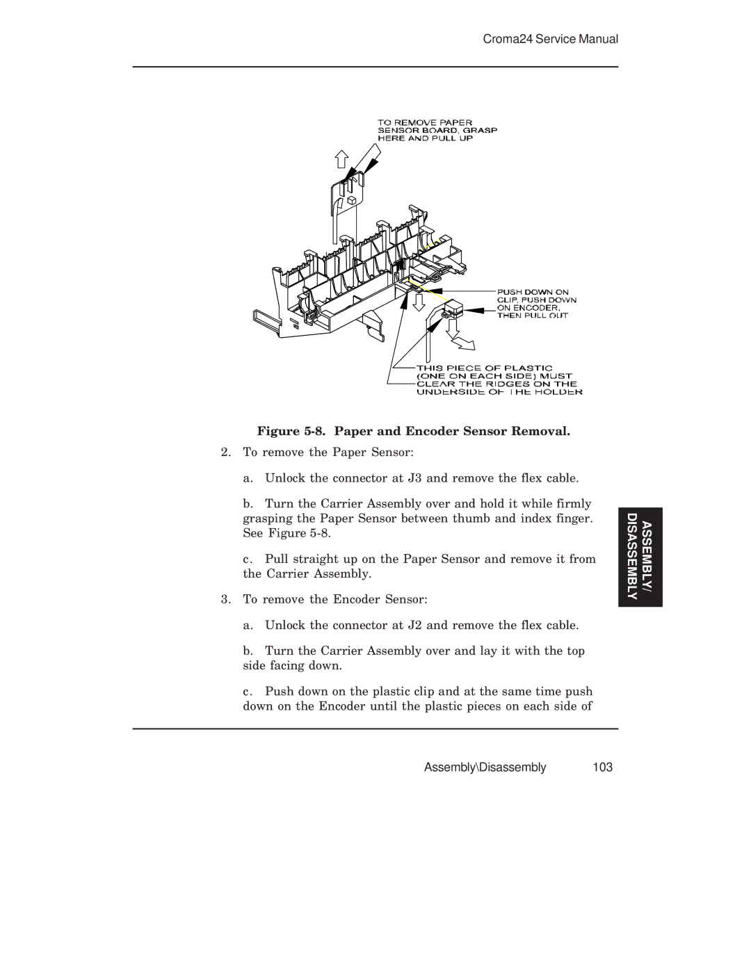 Integra CROMA24 service manual Paper and Encoder Sensor Removal 