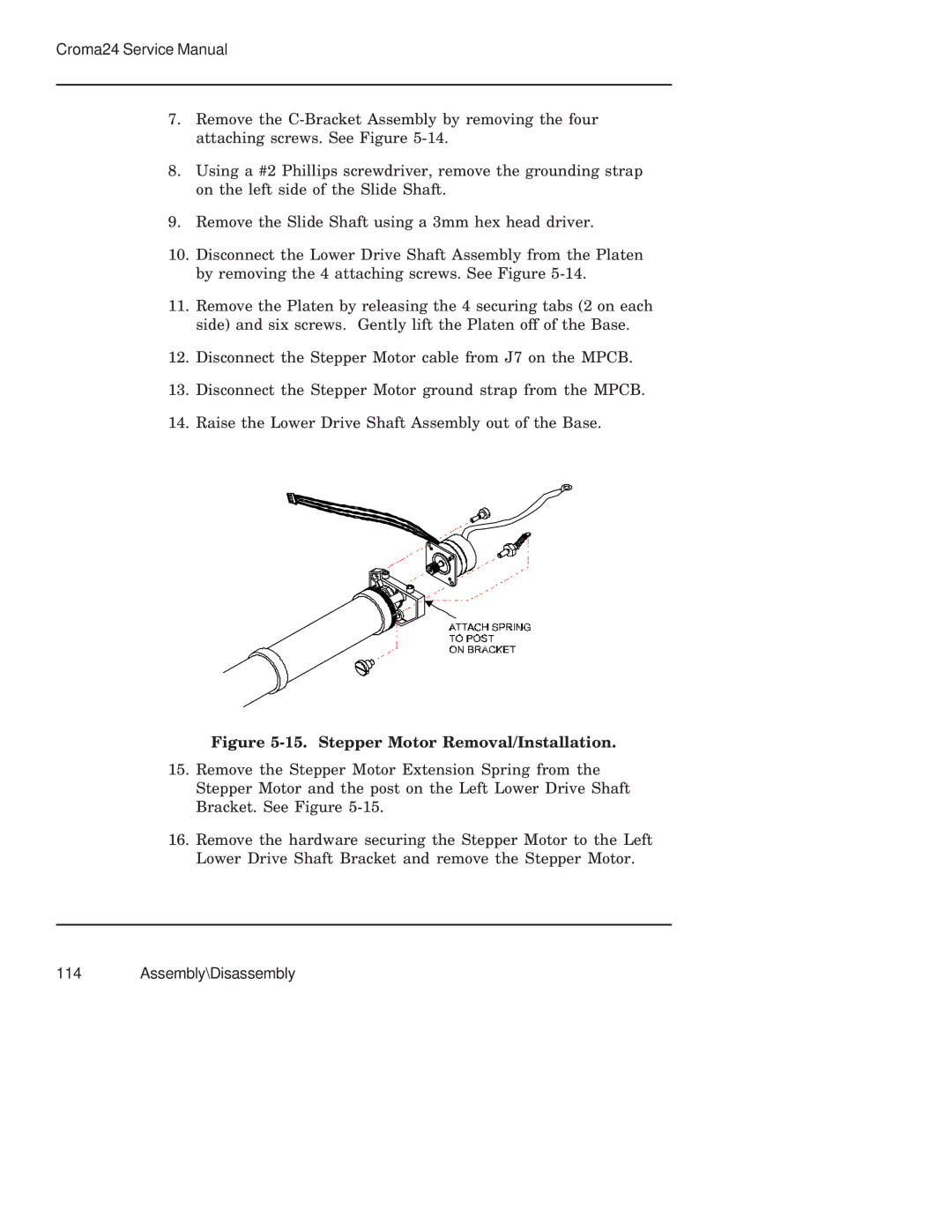 Integra CROMA24 service manual Stepper Motor Removal/Installation 