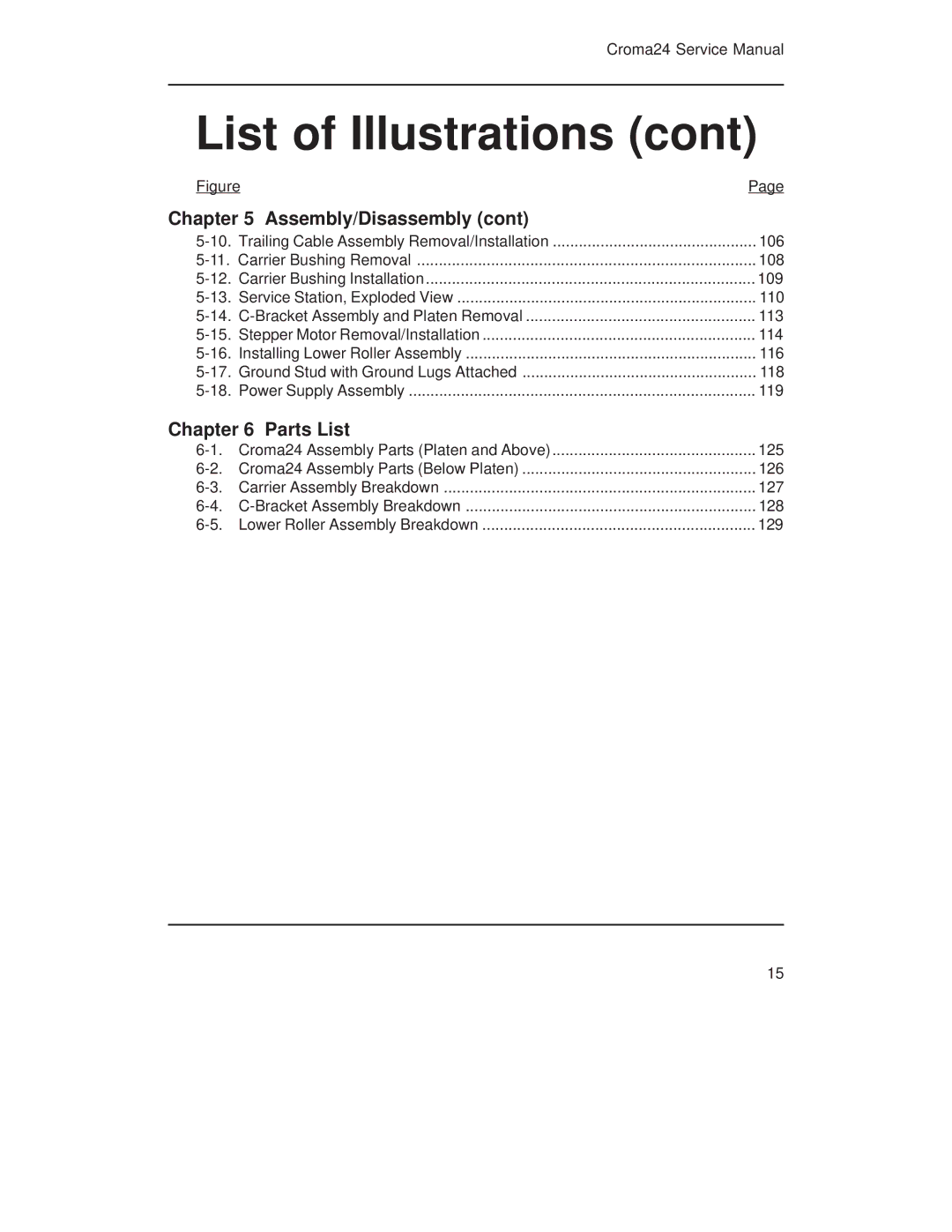 Integra CROMA24 service manual Parts List 