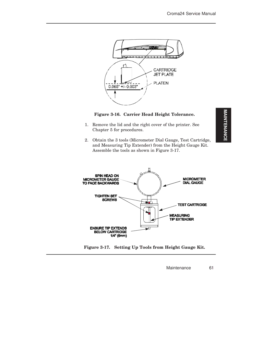 Integra CROMA24 service manual Carrier Head Height Tolerance 