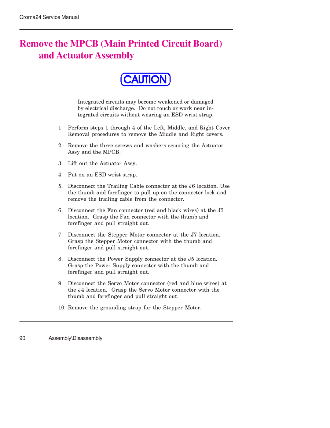 Integra CROMA24 service manual Assembly\Disassembly 