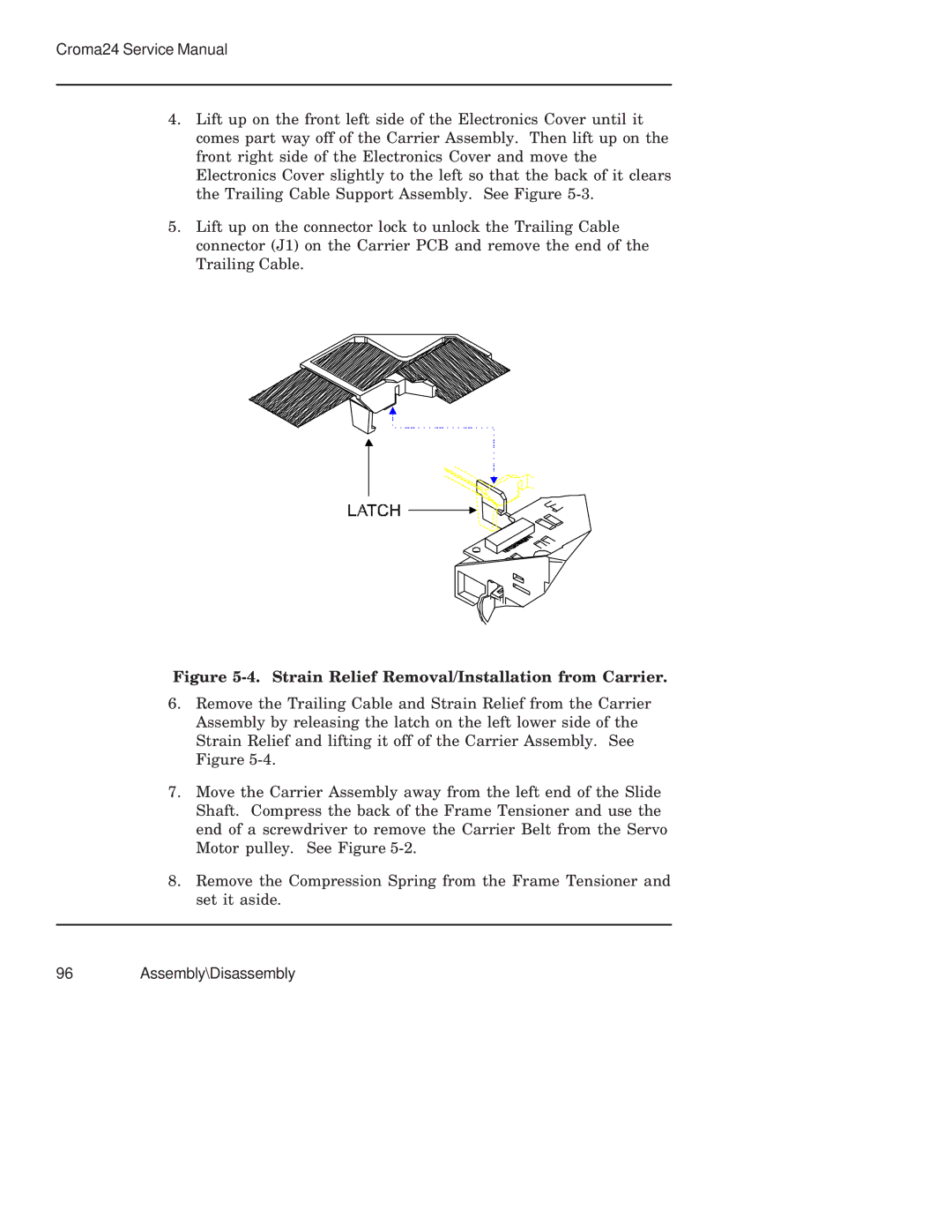 Integra CROMA24 service manual Strain Relief Removal/Installation from Carrier 