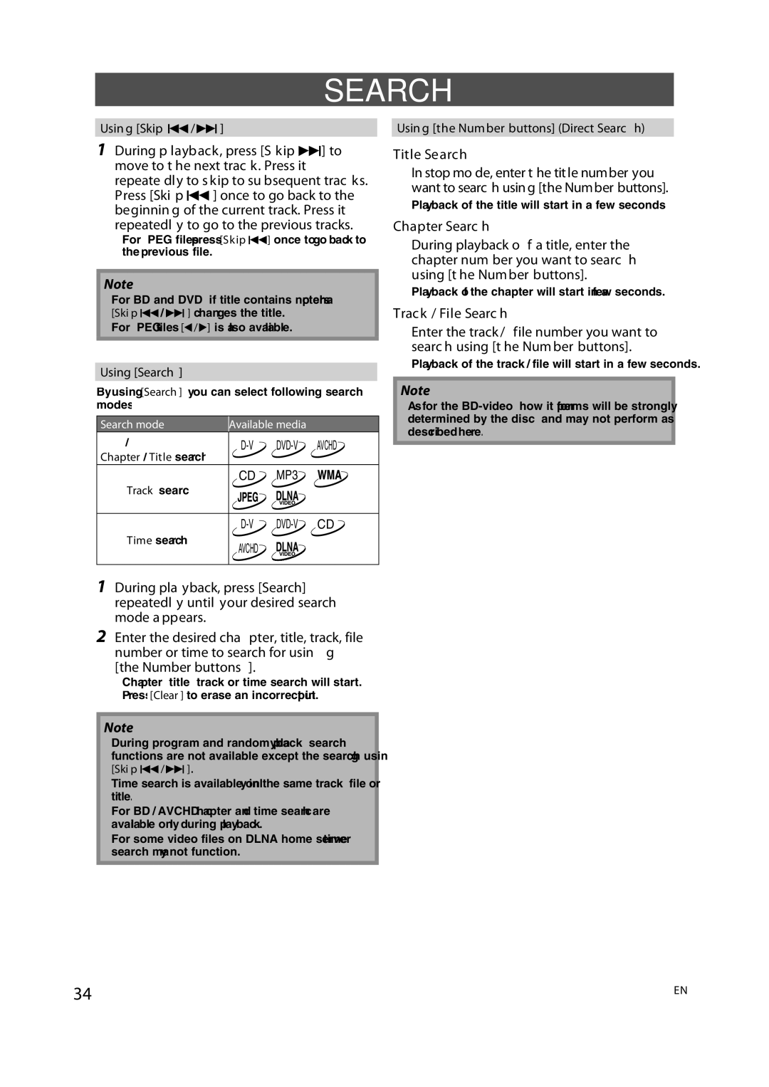 Integra E5SF1UD, DBS-30.2, 1VMN29753 manual Title Search, Chapter Search, Track / File Search 