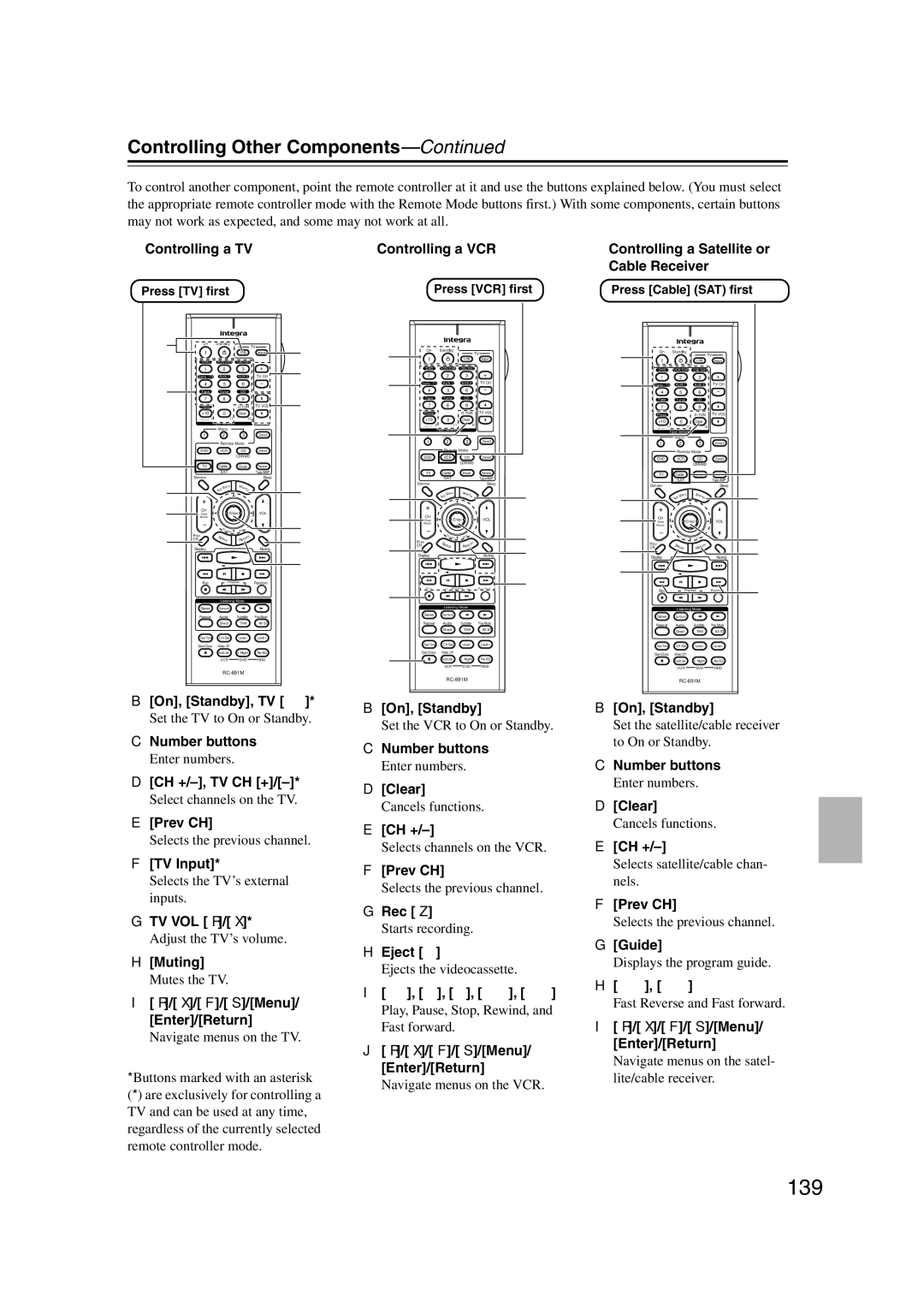 Integra DHC-9.9 instruction manual 139 