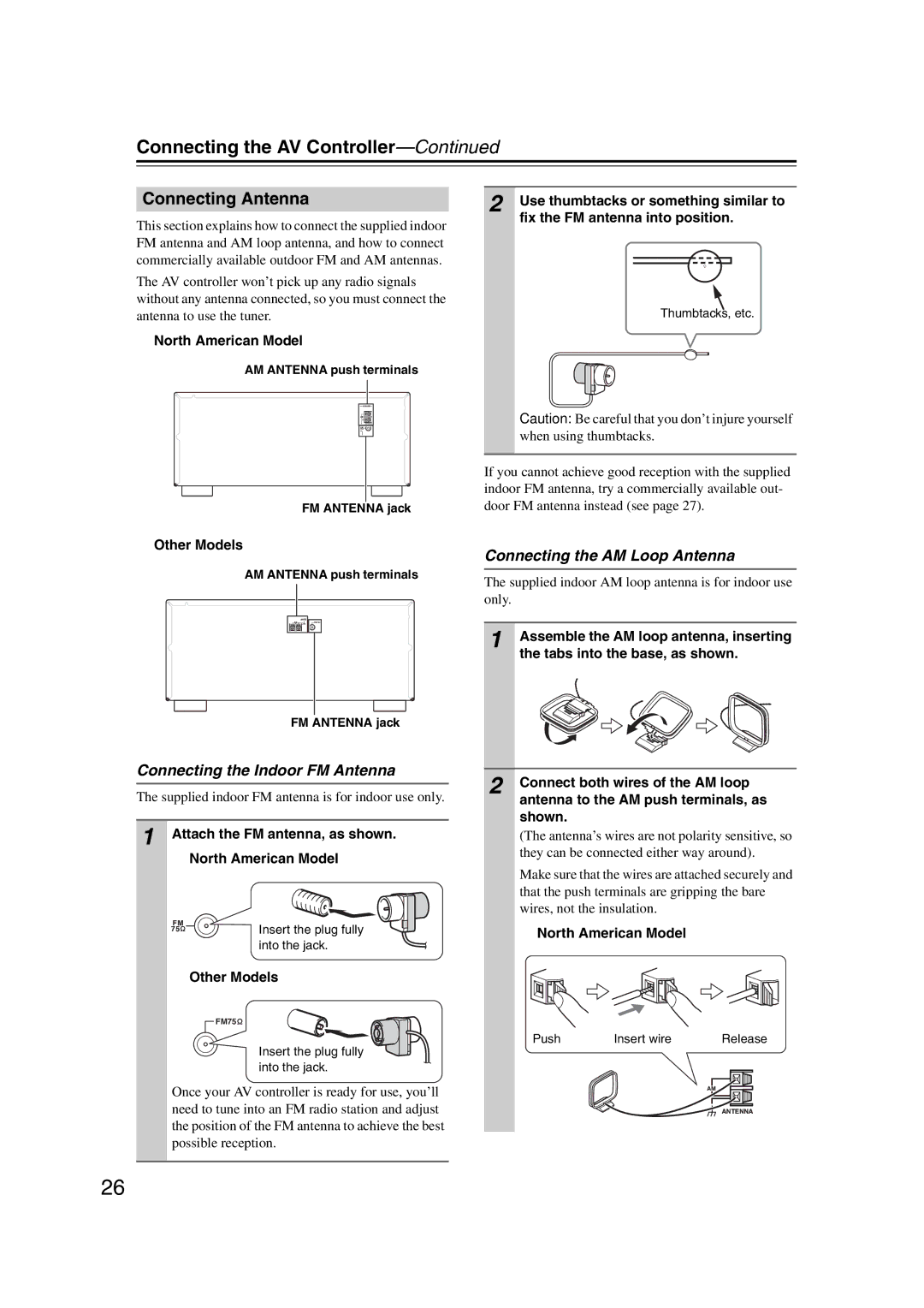 Integra DHC-9.9 instruction manual Connecting Antenna, Connecting the Indoor FM Antenna, Connecting the AM Loop Antenna 