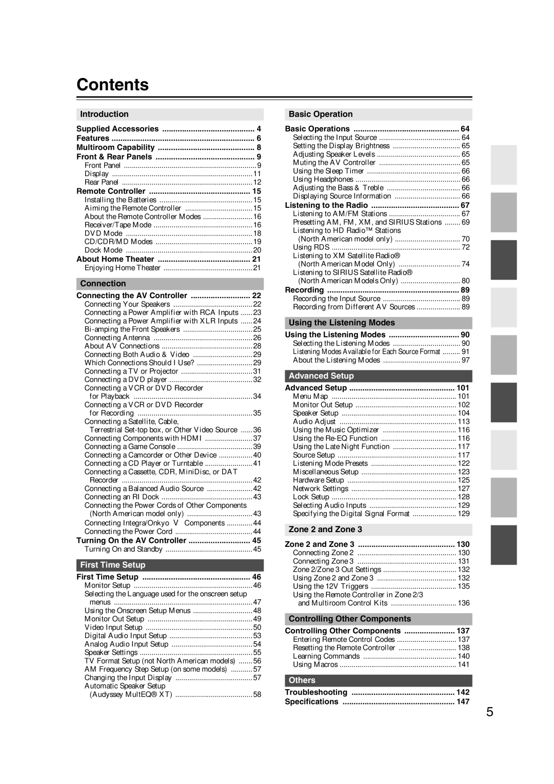 Integra DHC-9.9 instruction manual Contents 