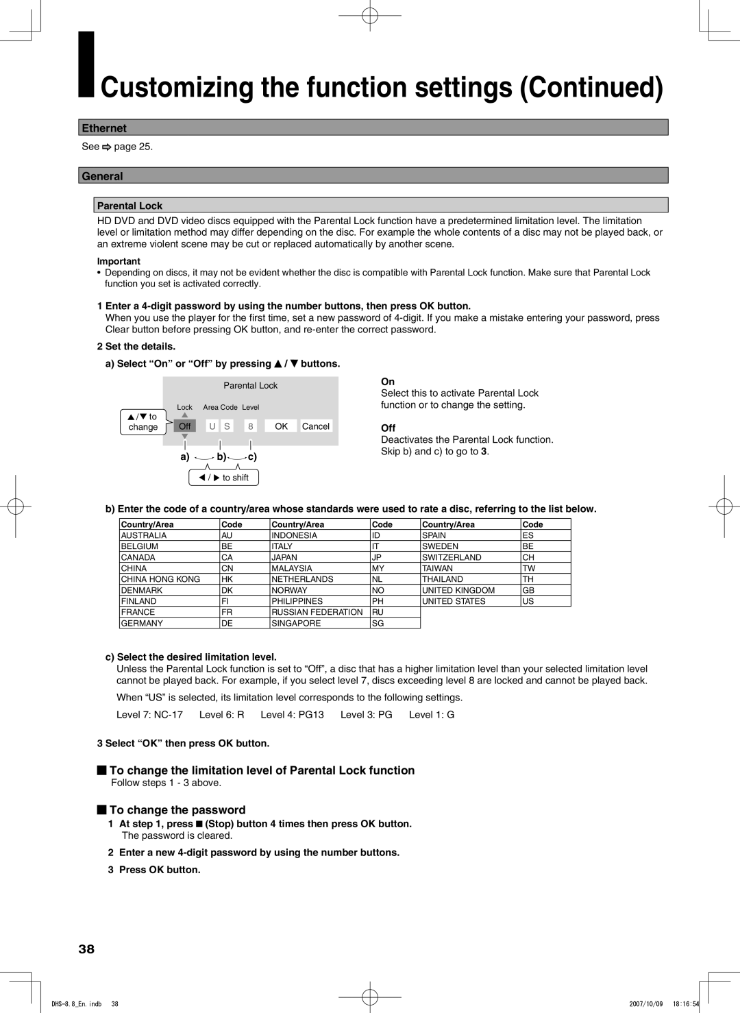 Integra DHS-8.8 manual Ethernet, General 