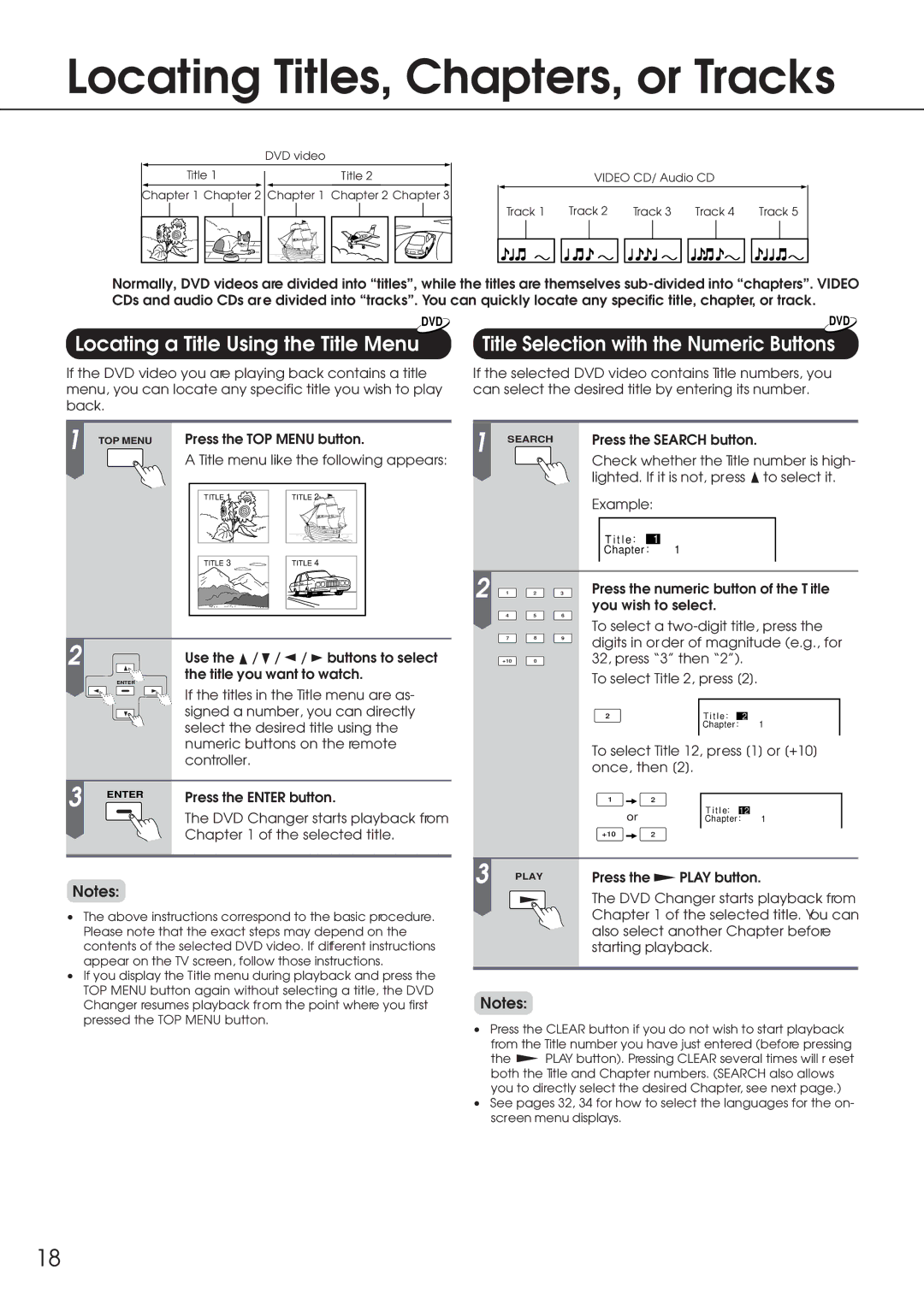 Integra DPC-6.1 instruction manual Locating Titles, Chapters, or Tracks 