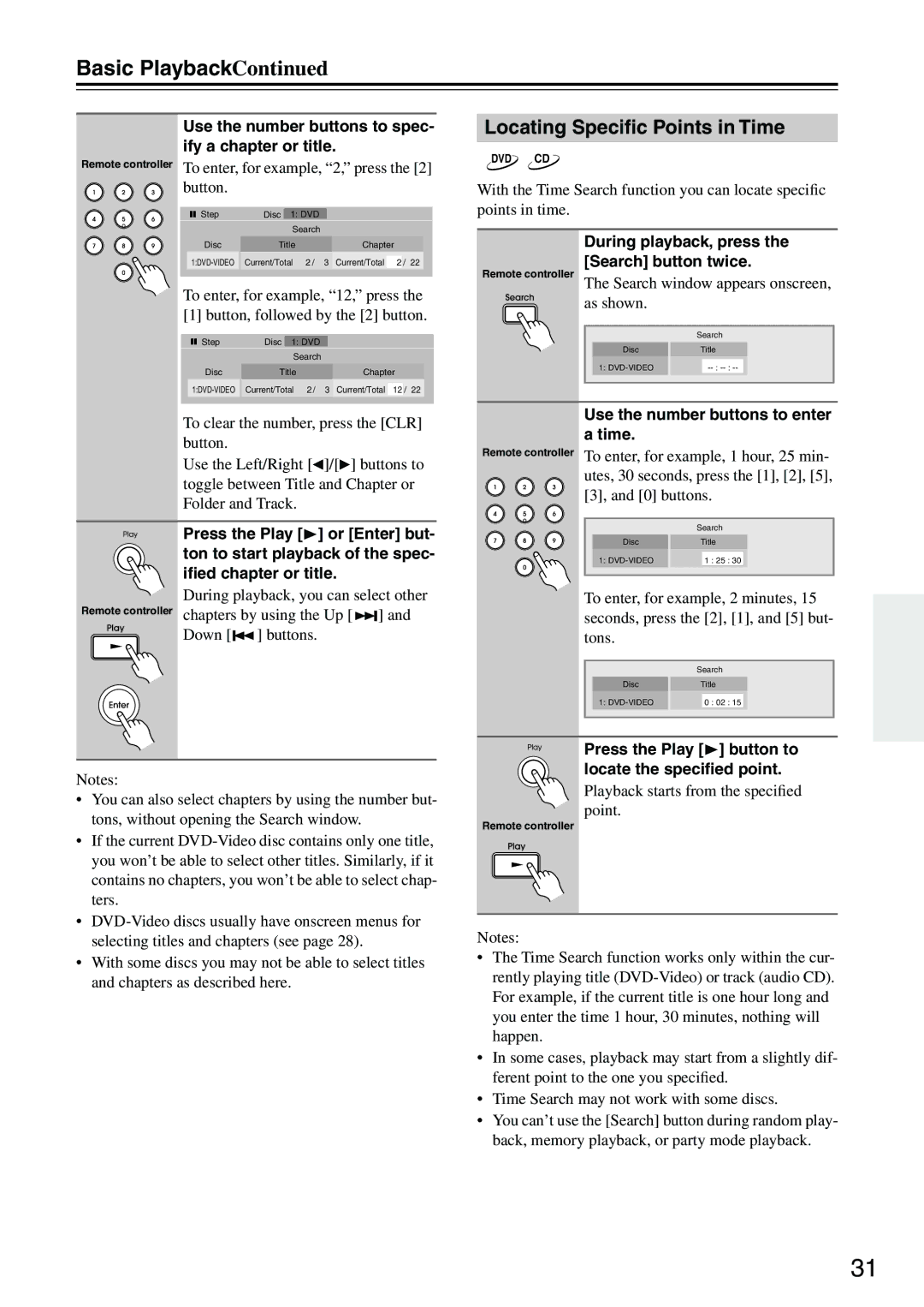 Integra DPC-7.7 instruction manual Locating Speciﬁc Points in Time 